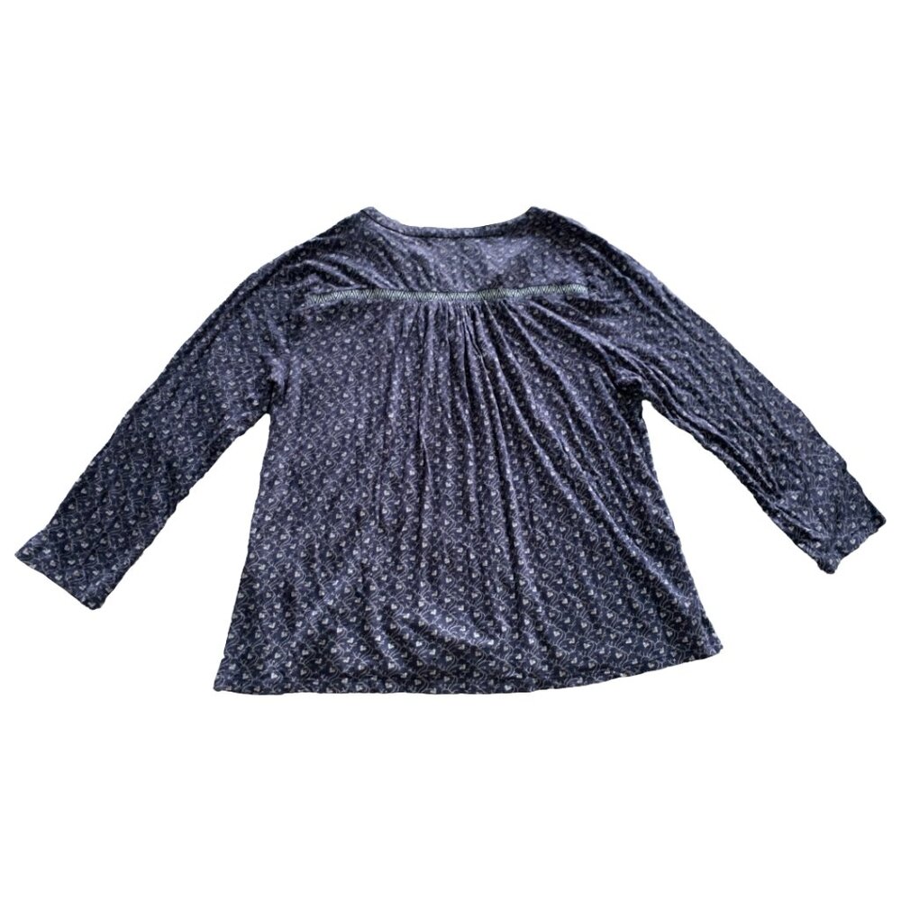 LUCKY BRAND Womens' Purple Embroidered Split Neck 3/4 Sleeve Peasant Top L - Picture 2 of 7